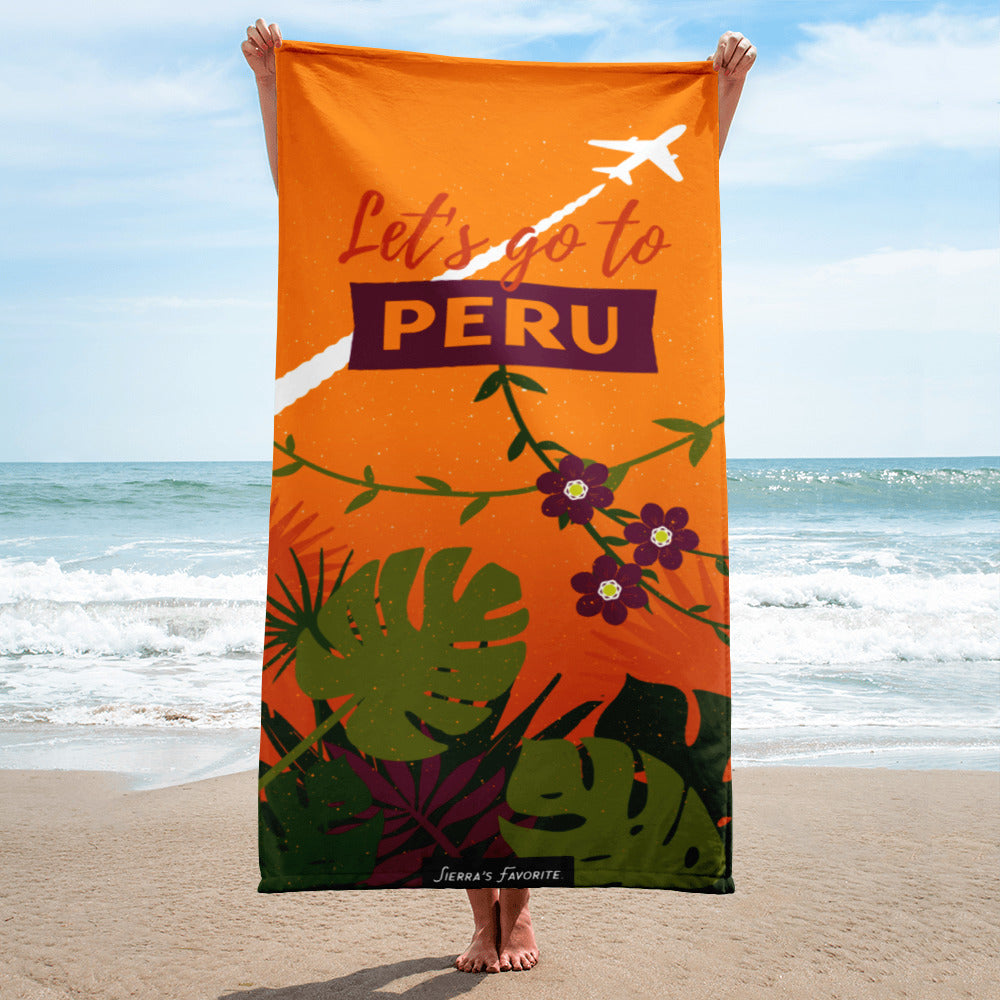 Beach Towel - Let&amp;#39;s Go to Peru - Jungle &amp; Passion Flower Vines (30 x 60 in)
