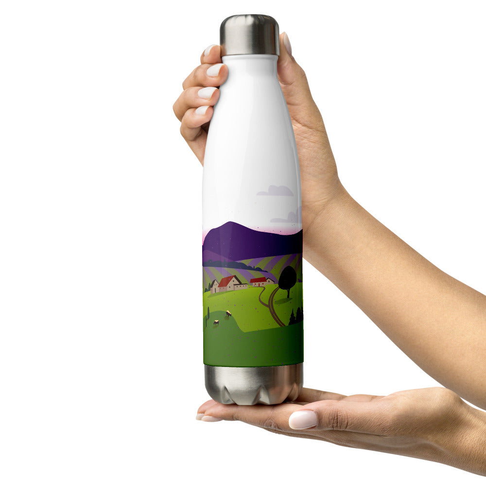 Stainless Steel Water Bottle - French Countryside &amp; Lavender Fields